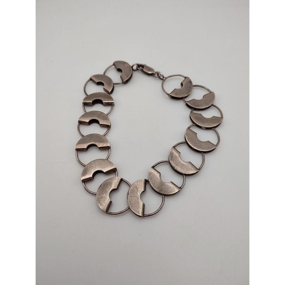 Vintage Mexican Modernist Sterling Silver Link Bracelet - Picture 6 of 6